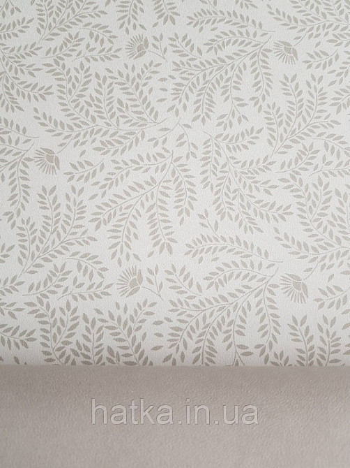 Шпалери флізелінові дитячі еко Lutece Tartine et Chocolat листя гілочки квіти бежеві, сірі на білому Київ - фото 2