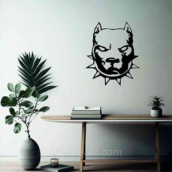 Декоративное настенное Панно «Питбуль», Декор на стену 70*59 см, Черный Киев