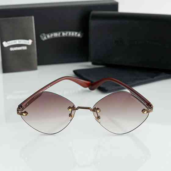 Женские брендовые безоправные очки Chrome Hearts (20870) brown Киев