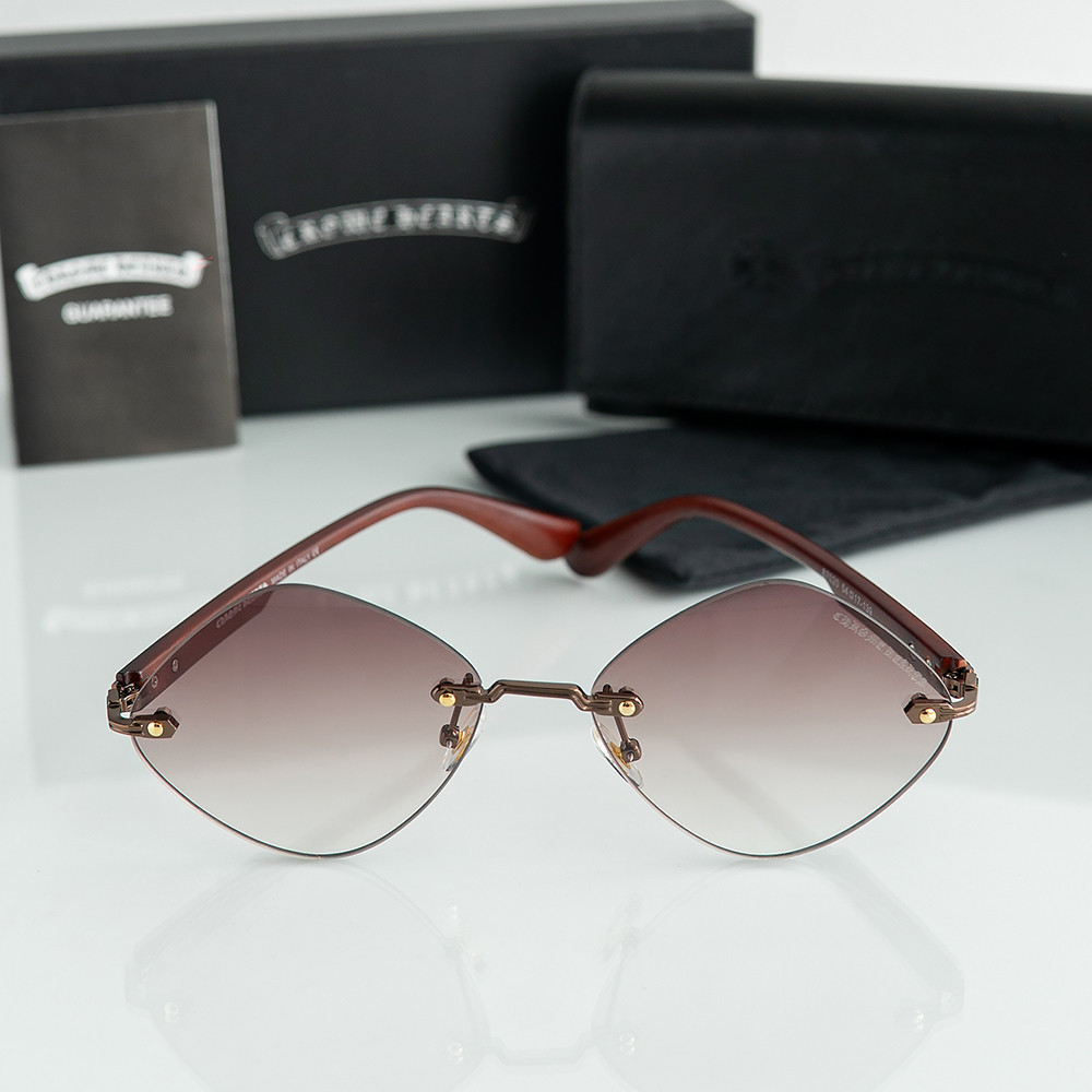 Женские брендовые безоправные очки Chrome Hearts (20870) brown Киев - изображение 5