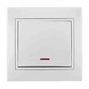 MIRA білий Вимикач внутрішній 1кл з підсвічуванням і білою вставкою Лезард Житомир