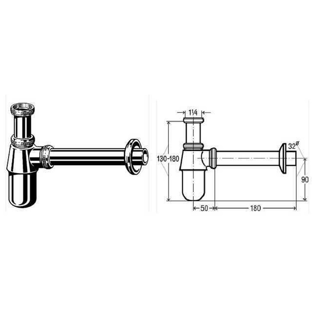 Сифон для раковини VIEGA 1 1/4″ х1 1/4″ металевий хром бутил. б/г100674 Луцк - изображение 2