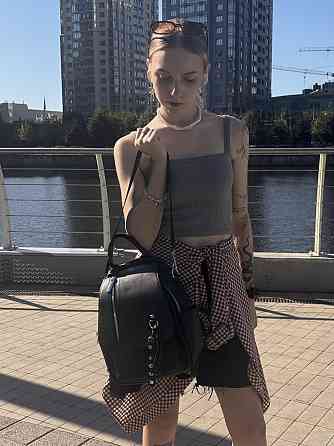 Класичний жіночий рюкзак з натуральної шкіри Чорний (Vintage) Київ