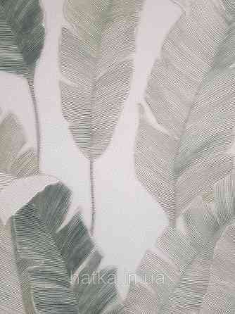 Шпалери вінілові на флізеліні AS creation Attico 1.06х10 під листя великі структурні зелені бежеві 3д Київ
