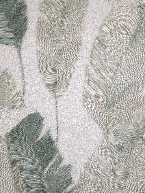 Шпалери вінілові на флізеліні AS creation Attico 1.06х10 під листя великі структурні зелені бежеві 3д Київ - фото 4
