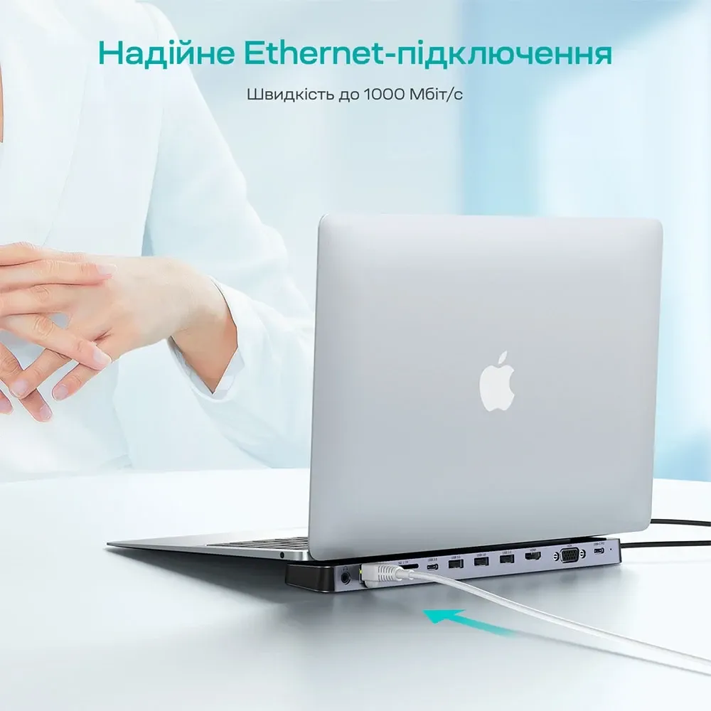 USB-C хаб 11-в-1 Choetech M20 HDMI 4K@30Hz, VGA, 3 USB-A 3.0, USB-C 3.0, RJ45, USB-C PD, SD-card, TF-card, 3.5mm audio (43-00154) Киев - изображение 8