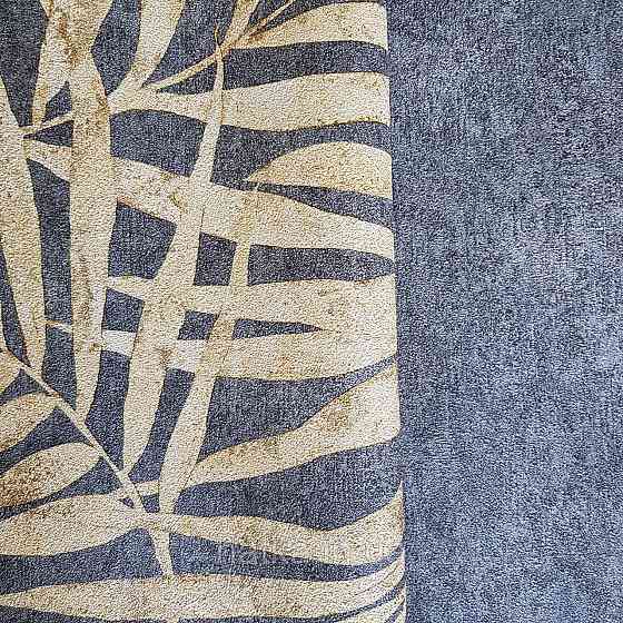 Шпалери вінілові на флізелін Rasch Linares 0.53х10 листя папороті жовті на чорному 617450 Київ