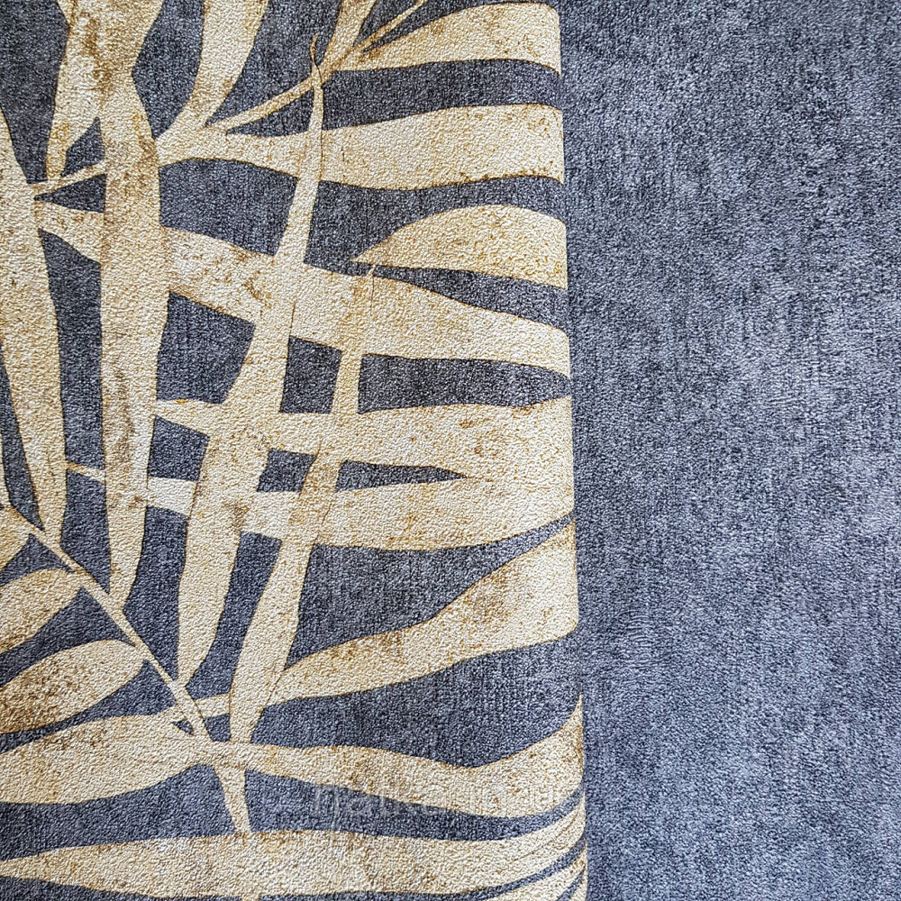 Шпалери вінілові на флізелін Rasch Linares 0.53х10 листя папороті жовті на чорному 617450 Київ - фото 2