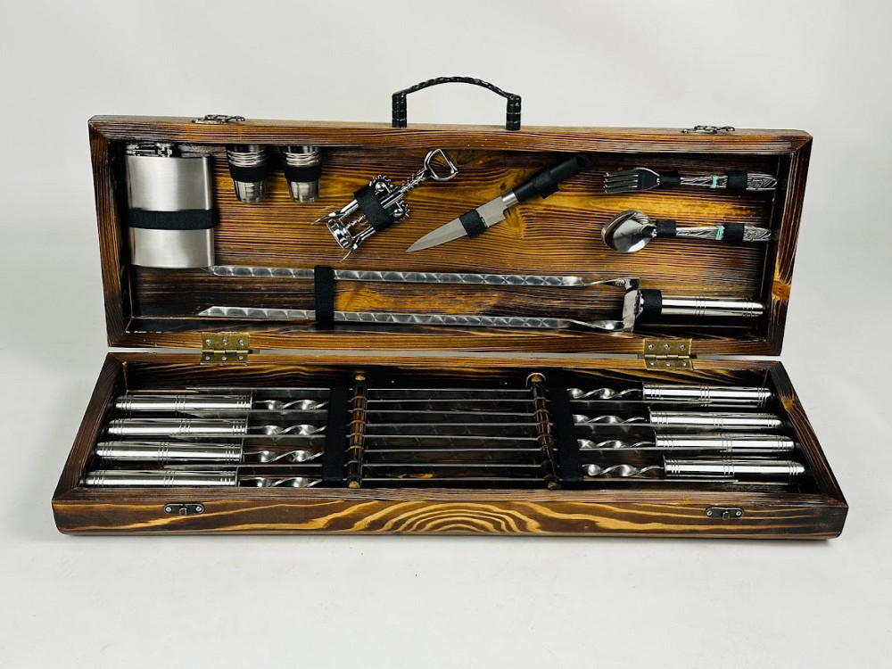 Подарунковий набір шампурів у дерев'яному кейсі СТАЛЕВИЙ HAPPY DAYS Тернопіль - фото 2