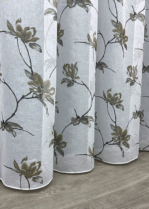 Тюль VR-Textil 1906т Flora Батист Белый с хаки 300х250 см (42-1125) Киев - изображение 8