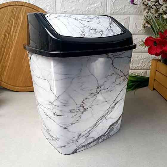 Відро для сміття 5л поворотна кришка Білий мармур "ELIF" Харків