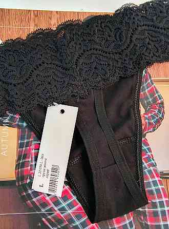 Стринги кружевные хлопок (2шт в уп) Lans 22/030 M, Черный Киев