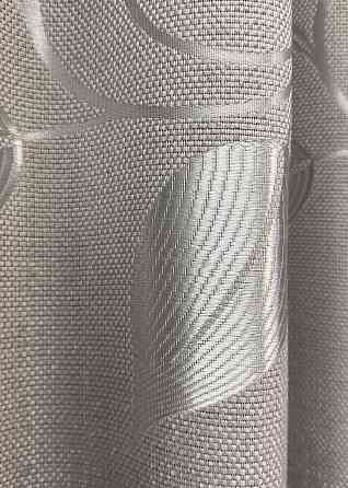 Шторна тканина льон рогожка "Листя" колір світло-сірий 1688ш Київ