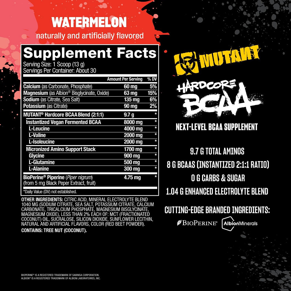 Аминокислотный комплекс Mutant Hardcore BCAA 390 г, Watermelon Луцк - изображение 2