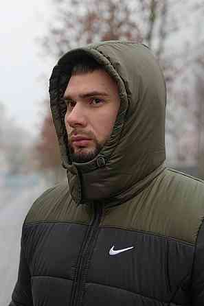 Зимова куртка чоловіча пух з підкладом на флісі коротка Frost хакі-чорна L Одеса