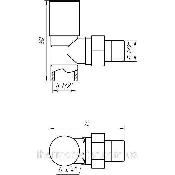 Кран вентильный угловой с американкой SOLOMON 1/2″ CHROM 1845 Киев