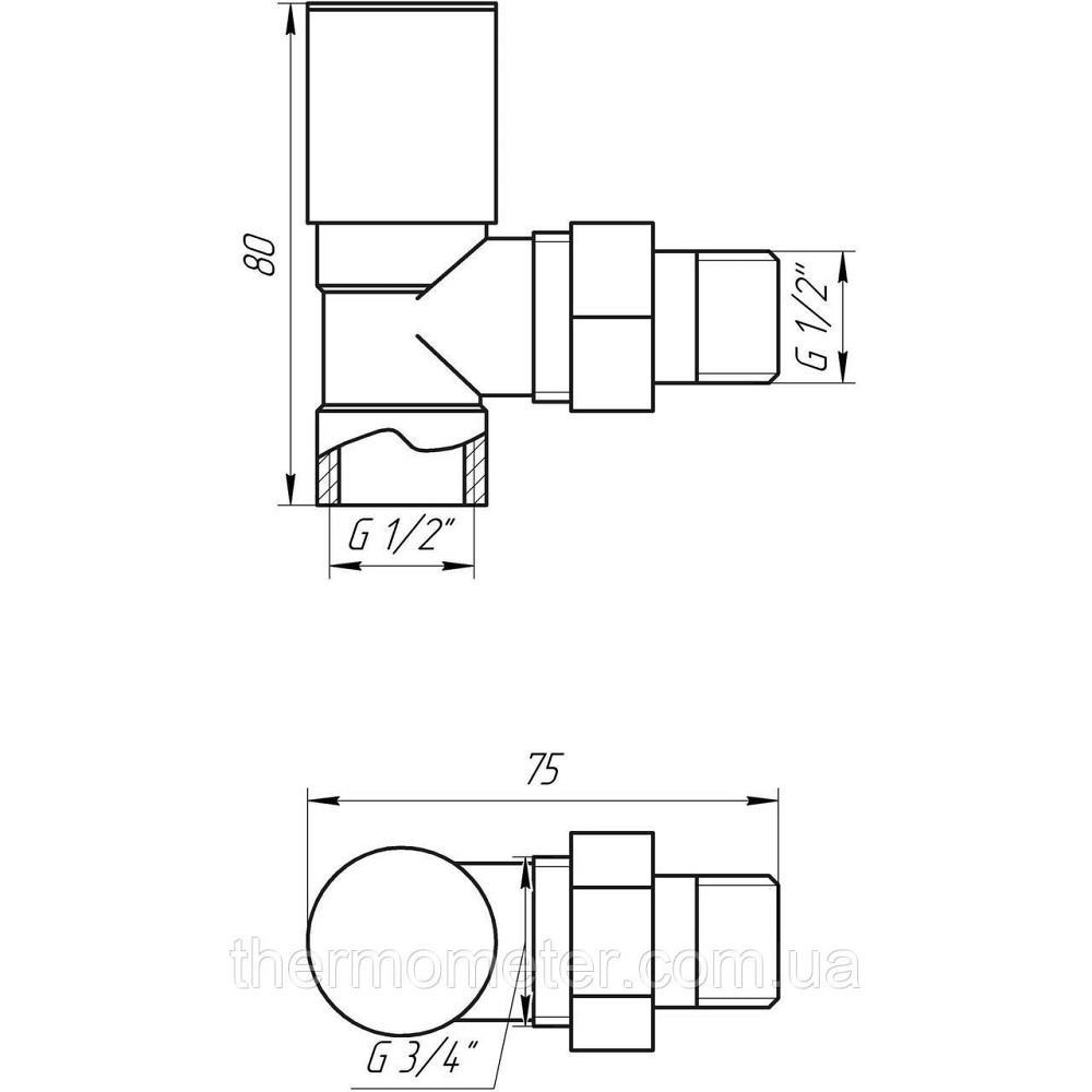 Кран вентильный угловой с американкой SOLOMON 1/2″ CHROM 1845 Киев - изображение 6