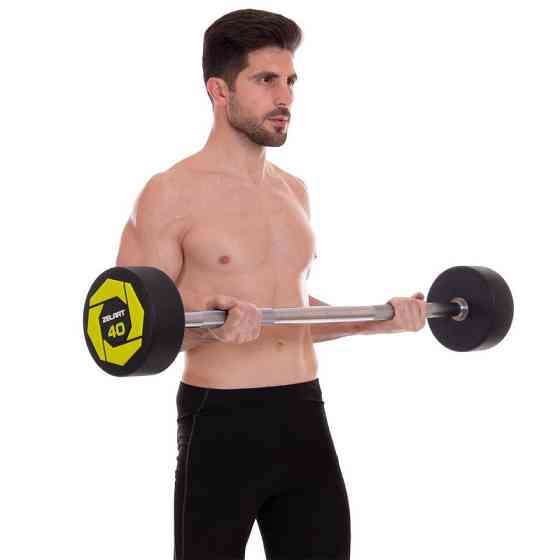 Штанга фіксована пряма поліуретанова Zelart 2689-40 довжина 112 см вага 40 кг Київ