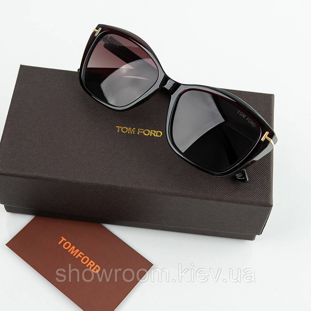 Жіночі брендові сонцезахисні окуляри TF (05260) polaroid чорні Київ - фото 3