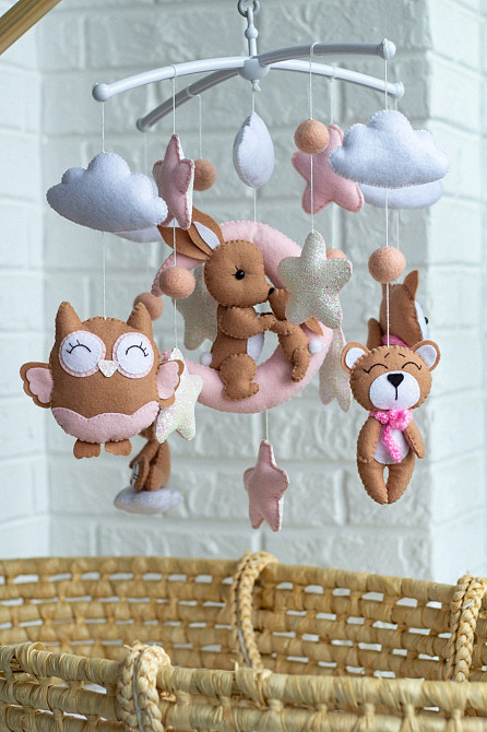 Дитячий музичний мобіль на ліжечко для немовлят WooolyWool «Ніжність» для дівчинки з 35 мелодіями Київ - фото 7