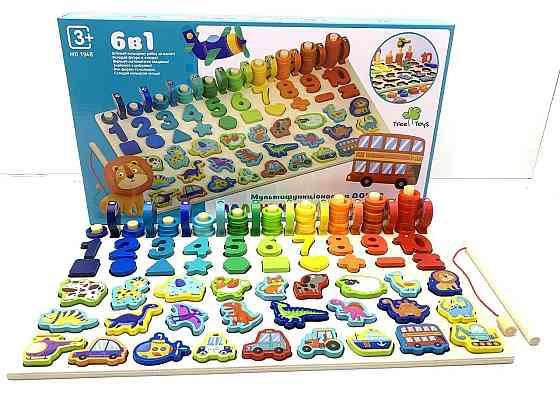 Дерев'яна іграшка Tree Toys Багатофункціональна дошка магнітна рибалка цифри фігурки (MD 1948) Чернігів