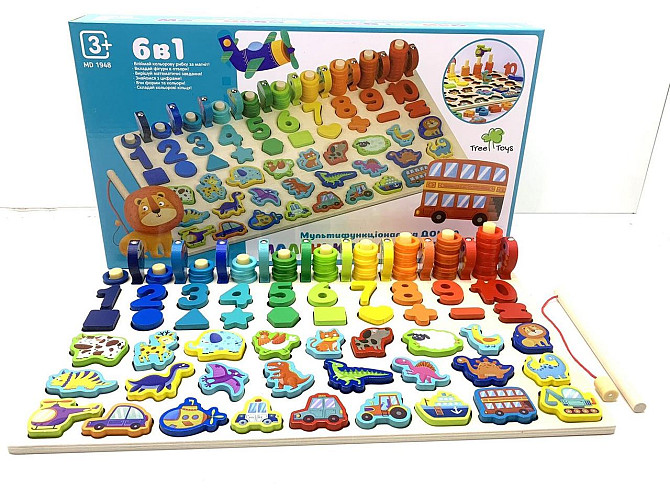 Дерев'яна іграшка Tree Toys Багатофункціональна дошка магнітна рибалка цифри фігурки (MD 1948) Чернігів - фото 2