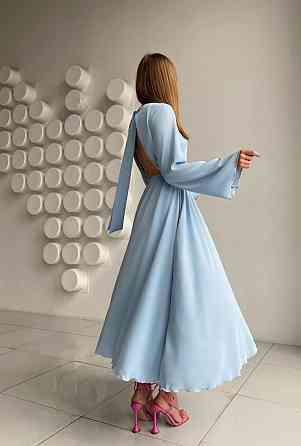 Женское романтическое платье с открытой спиной Голубой Одесса