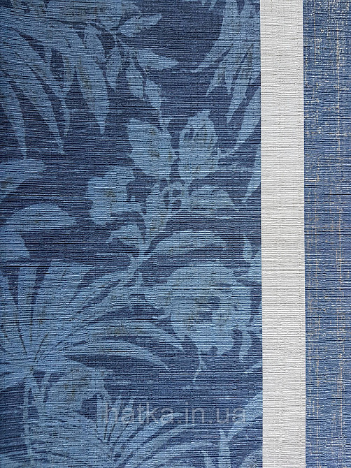 Шпалери флізелінові еко Casadeco Five o'clock 0.53х10 м блакитні квіти, пальми, листя на синьому під тканина гобелен Київ - фото 3