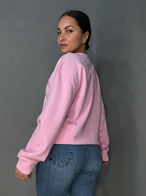 Свитшот женский W 2950 oversize с россыпью камней, розовый, one size Киев - изображение 18