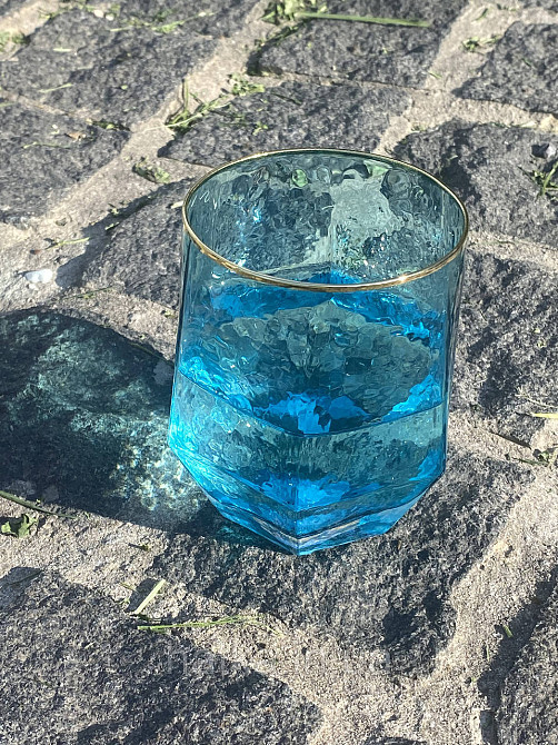 Склянка "Бірюза" 450 мл блакитний із золотим облямівкою Київ - фото 4