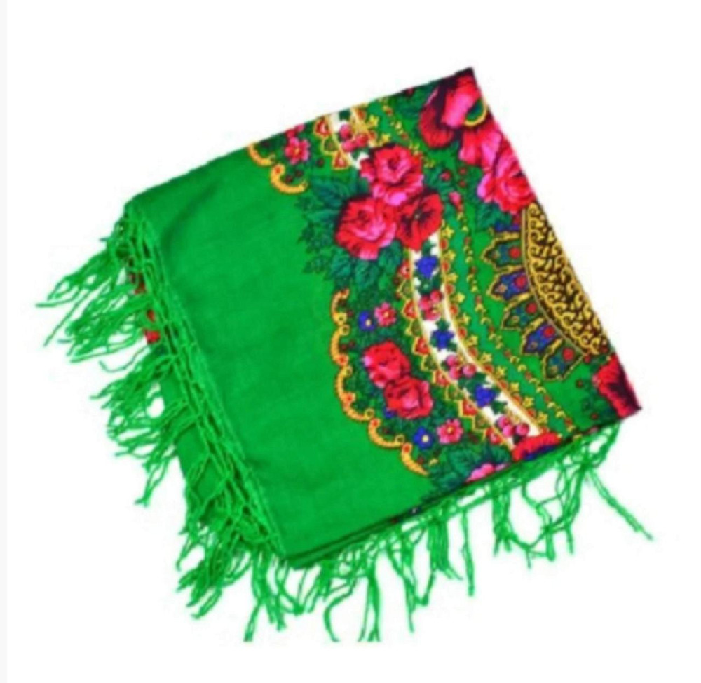 Платок на голову женский украинский зеленый Киев - изображение 1