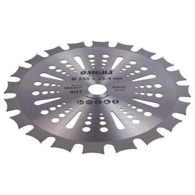 Нож для триммера Sigma с твердосплавными напайками 255x25.4мм 40Т двусторонний (5624571) Винница - изображение 4