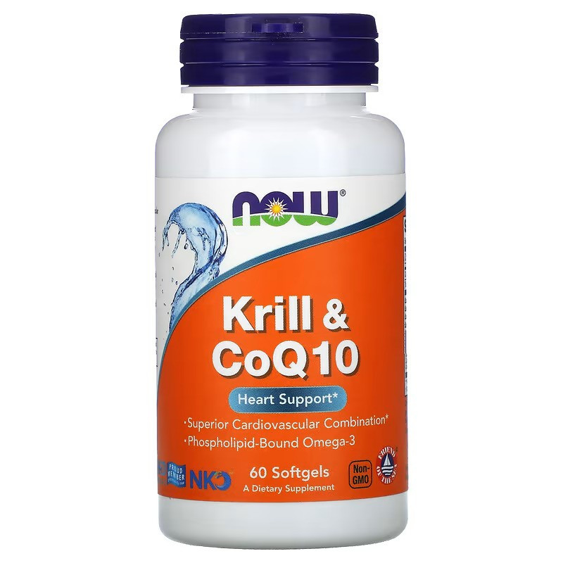 Олія криля та коензим NOW Krill &amp; CoQ10, 60 Softgels Луцьк - фото 1