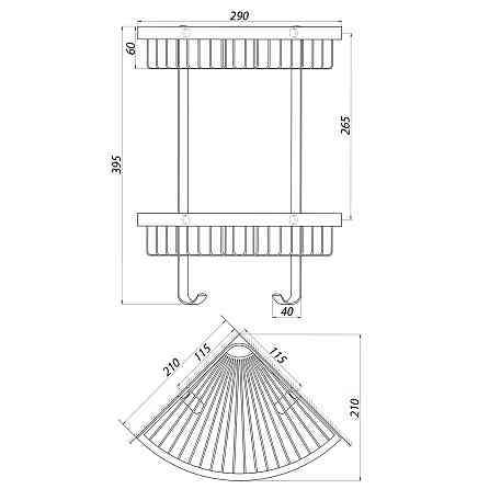 Полка двойная угловая TOPAZ TKB-4115-2-BL (000021349) Киев