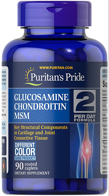 Глюкозамин, хондроитин и МСМ Puritan's Pride Glucosamine, Chondroitin & MSM-2 Per Day Formula 90 capl Луцк - изображение 1