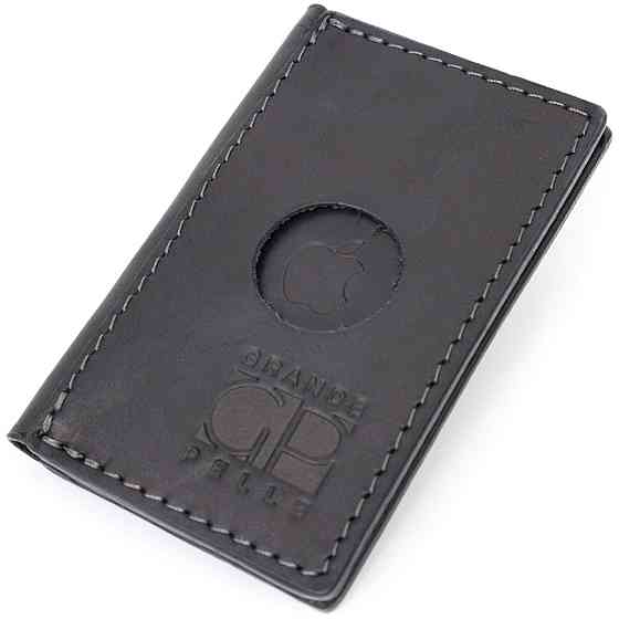 Надійний картхолдер з утримувачем для Apple AirTag з натуральної шкіри GRANDE PELLE 11605 Чорний Київ