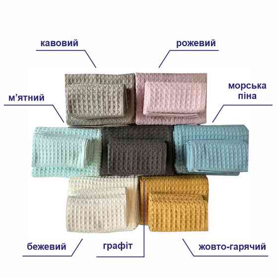 Набор вафельных полотенец Lovely Svi 3 в 1: 70 на 140 см, 2 шт - 34 на 72 см - Графит Киев