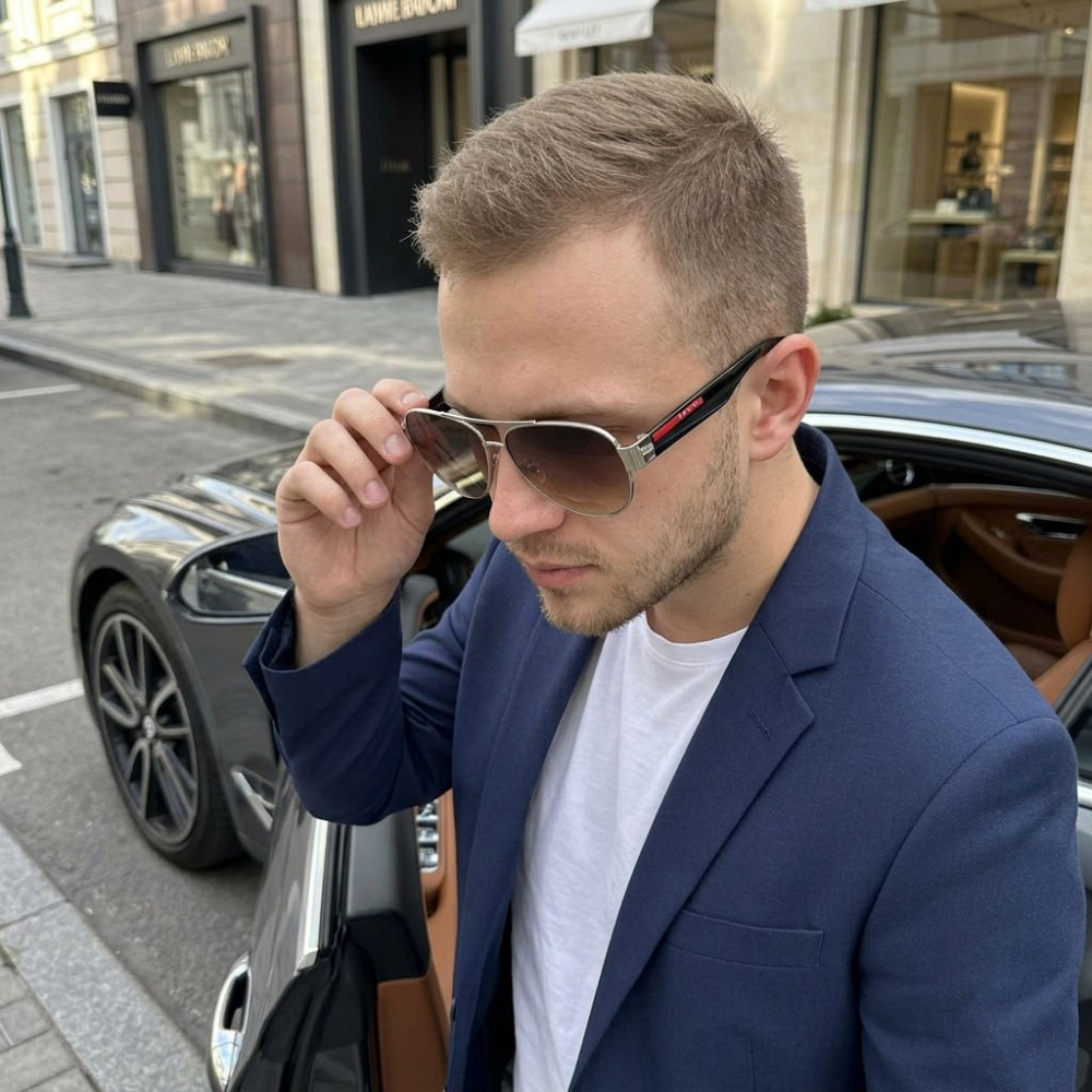 Солнцезащитные мужские очки авиаторы Pr167 brown Lux Киев - изображение 6