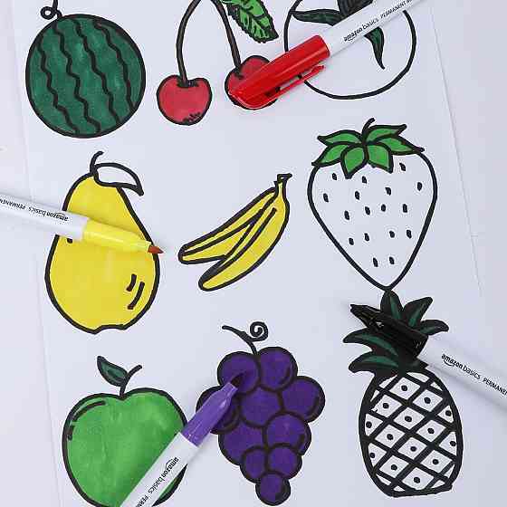 Маркері перманентные Amazon Basics 24 шт набор цветных быстросохнущих водостойких тонких Киев