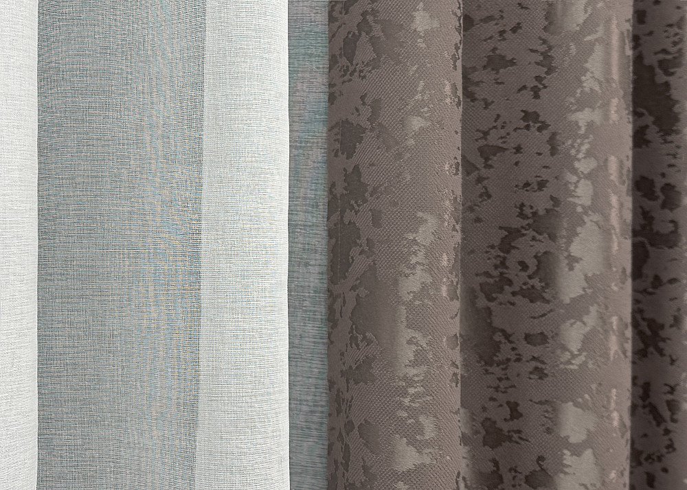 Комплект штор VR-Textil Лен Мрамор 200х270 2шт и Тюль 600х270 1718ш-1276т Какао с белым 71-014/7 Киев - изображение 6