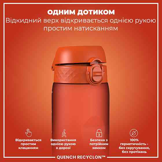 Пляшка для води ION8 1000 мл. (ЕКО пляшка) BPA Free, Hearty Orange Кам'янське