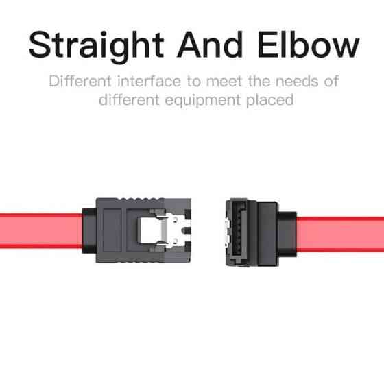 Кабель SATA 3.0 7pin, F/F, 0.5 м, L-конектор, Red Vention Винница