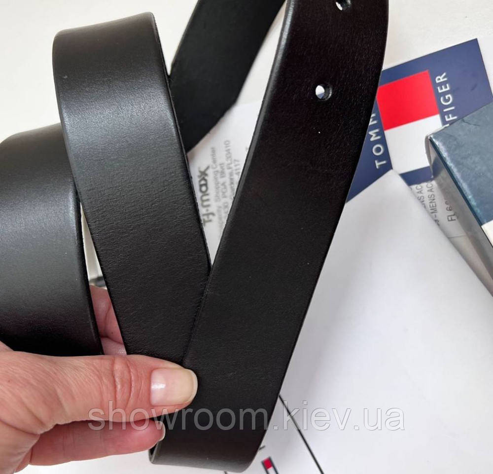 Чоловічий шкіряний брендовий ремінь (070) чорний Київ - фото 3