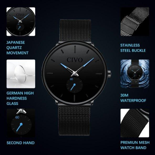 Мужские наручные часы Civo Tower Black Киев - изображение 7