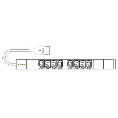 Силовой блок 19" 1U w/PDU 8 розеток IEC C13, вилка IEC320 C20, кабель 3м Conteg (IP-BA-C08C300016) Винница