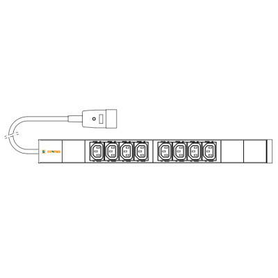 Силовой блок 19" 1U w/PDU 8 розеток IEC C13, вилка IEC320 C20, кабель 3м Conteg (IP-BA-C08C300016) Винница - изображение 1
