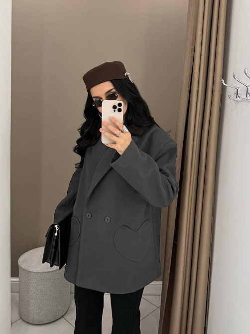 Женское элегантное пальто на подкладке турецкий кашемир Графит, 42/46 Одесса - изображение 4