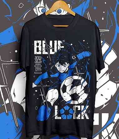 Футболка для хлопчика з аніме принтом Йоікхі Ісагі Блуе Локк оверсайз (зріст від 165 до 180) Чорний AnimeJ0862m Дніпро