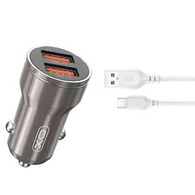 Зарядний пристрій XO CC48 2.4A/2 USB + microUSB Grey (XO-CC48m-GR) Вінниця