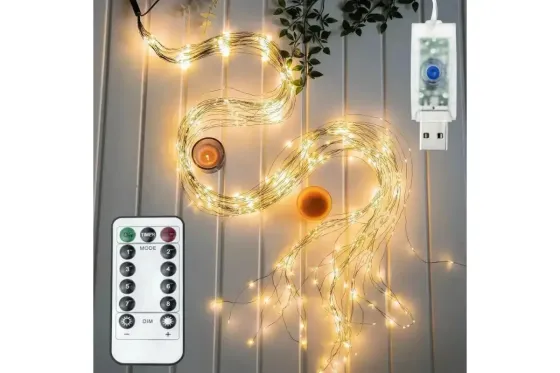 Гирлянда Конский хвост от USB 5 метра 1000 LED 20 нитей , желтый Коломия